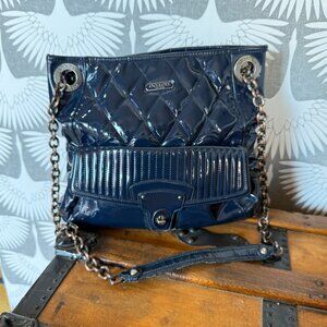 Y2K Coach Blue Quilted Poppy Liquid Glass Shoulder Bag &18673